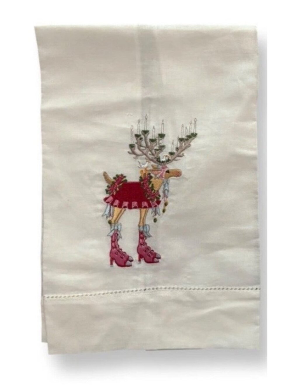 Patience Brewster MacKenzie-Childs Dash Away Donna Reindeer Tea Towel Christmas - Picture 2 of 6